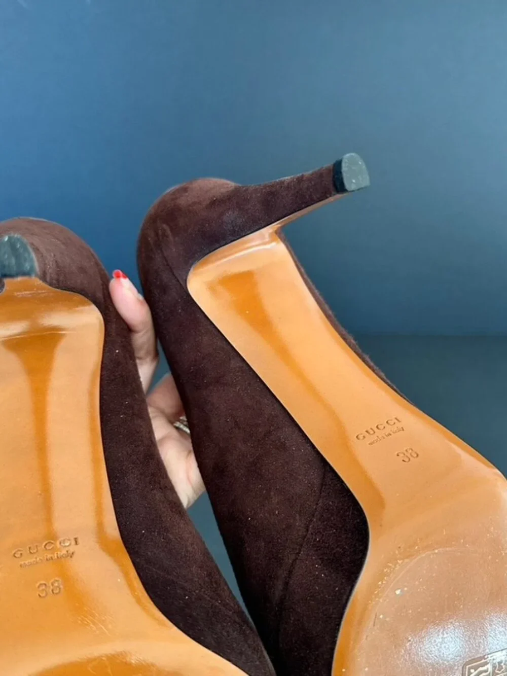 Gucci Cocoa Nappa Charlotte Platform Pumps Heels Size 38
